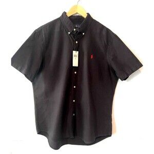 Ralph Lauren Button up Shirt Black Short Sleeve NWT Mens Size XL retail $89